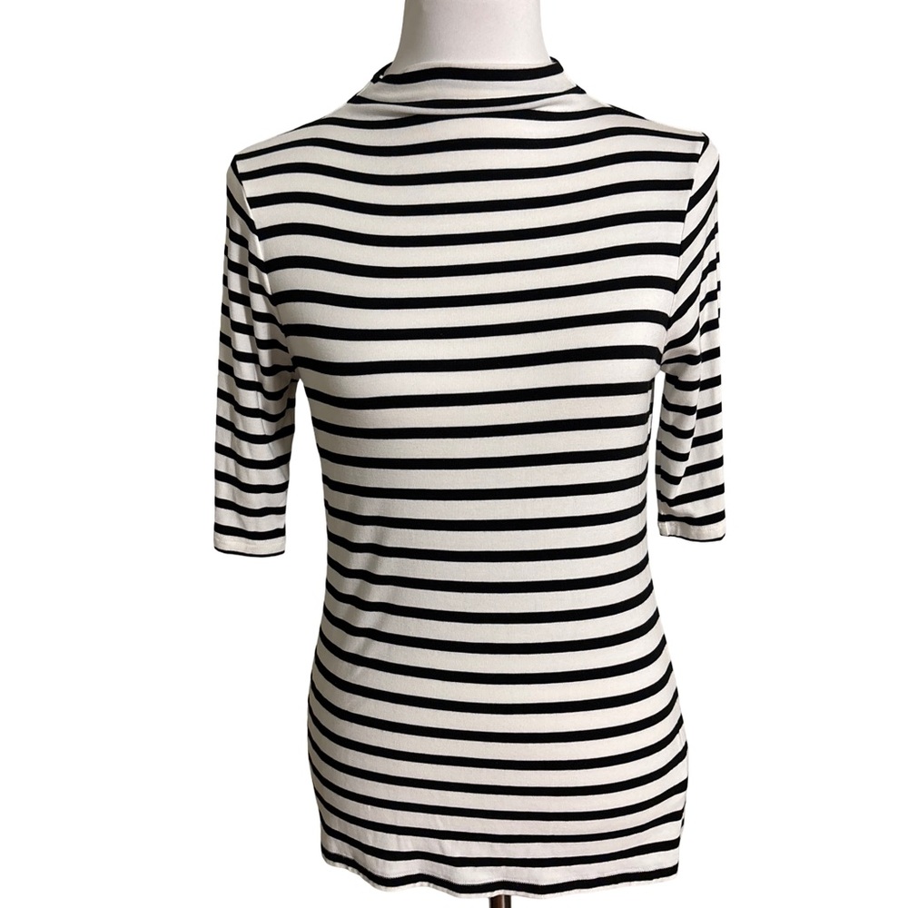 White House Black Market Black and White Striped Blouse